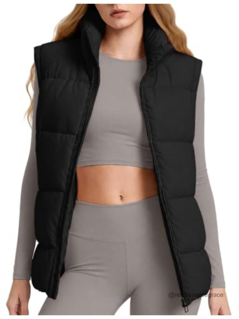 ASPO Womens Puffer Vest Loose fit Sleeveless Quilted Warm Coat
